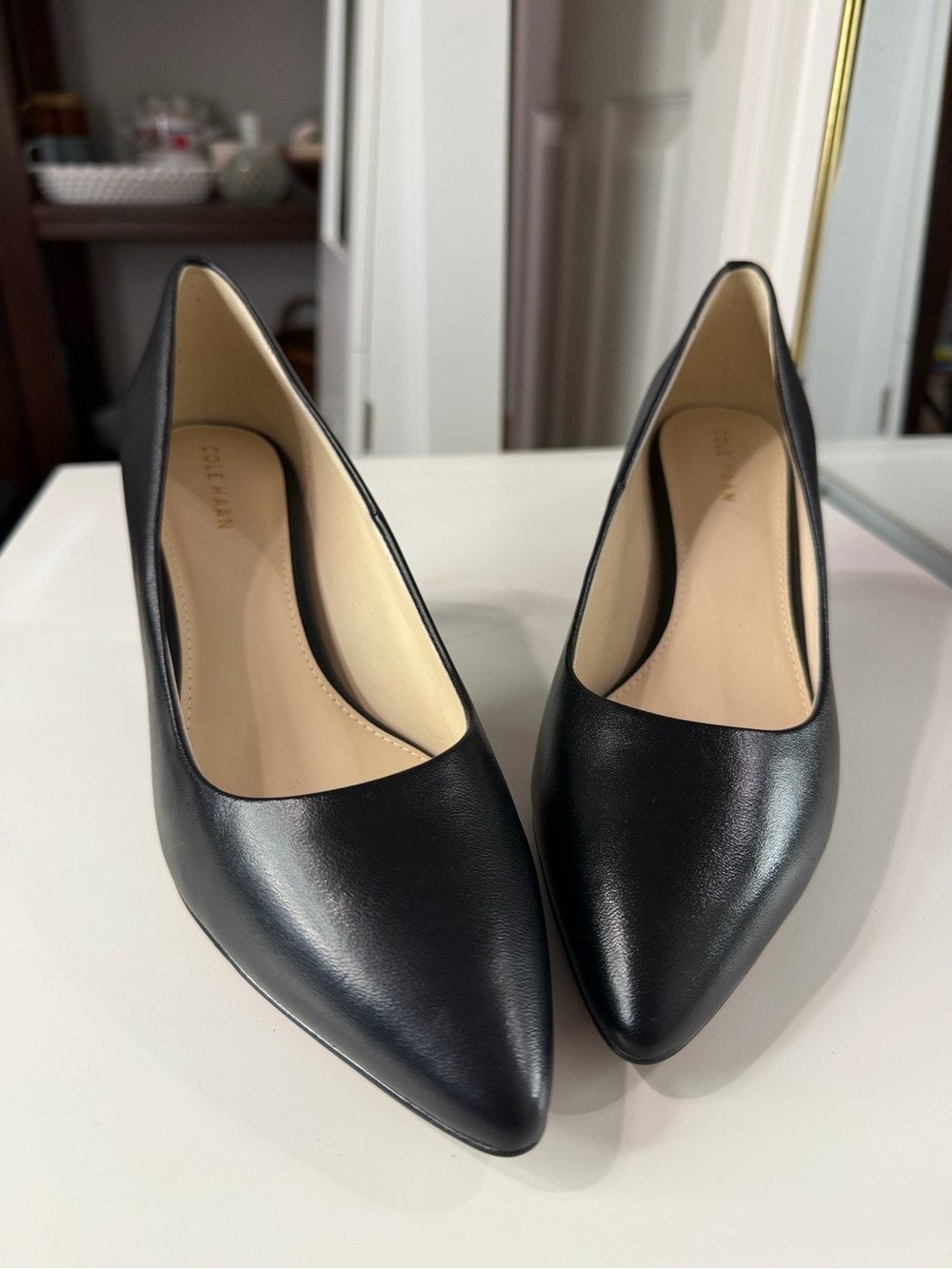 Cole Haan Black Pointed-Toe Leather Pumps
